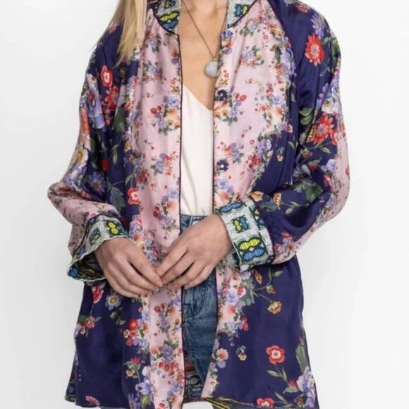 Johnny Was Bordona Heather Reversible Silk Kimono Jacket Mixed Print XL NWT - Picture 3 of 10